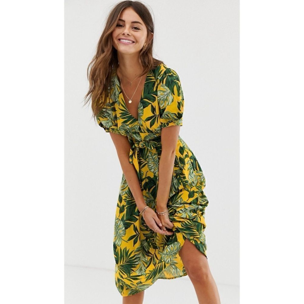 Moon River palm print midi dress Size M / NWOT